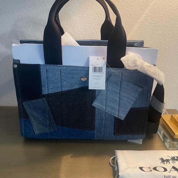 Coach Blue and Black Patchwork Tote - Picture 5 of 8